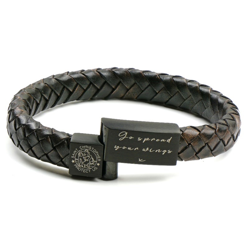 St Christopher Leather Bracelet Safe Travels Bracelet Communion Gift image 10