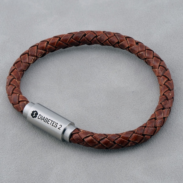 Medical Alert ID Bracelet made from genuine cowhide leather. Available in 12 colors