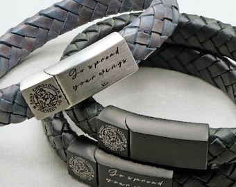 Personalised St Christopher Leather Bracelet - Safe Travels Bracelet - Communion Gift - Saint Christopher Gift