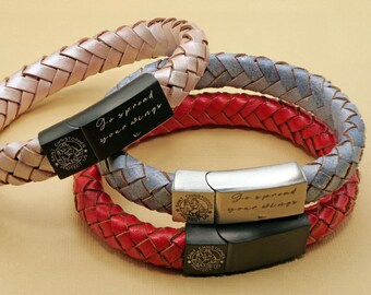 St Christopher Leather Bracelet - Safe Travels Bracelet - Communion Gift