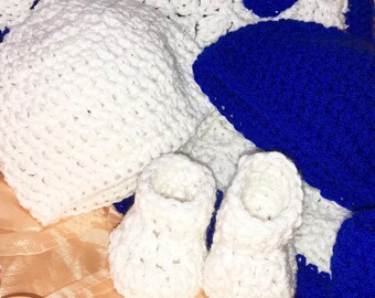Handmade Crocheted Baby Accessories, Handcrafted Blanket Baby Shower & Photography Gift