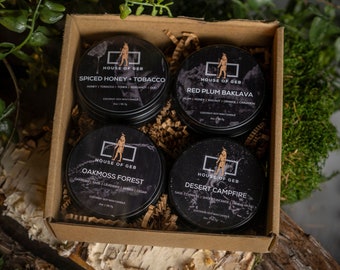 4-Pack Candle Sampler Set | 4 oz Tin Candles | Coconut Soy Wax Candles | Pick 4 Candles | Custom Sample Pack | Choose Your Scents