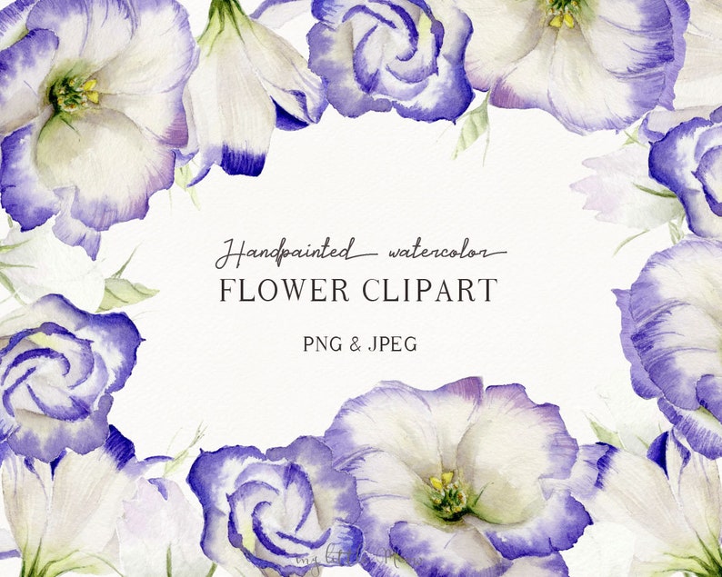 Flower art clip art watercolor digital download PNG hand drawn | Etsy