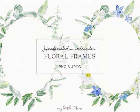 Blumenrahmen Set Png Aquarell Clipart Kranz Clipart Einladung Etsy