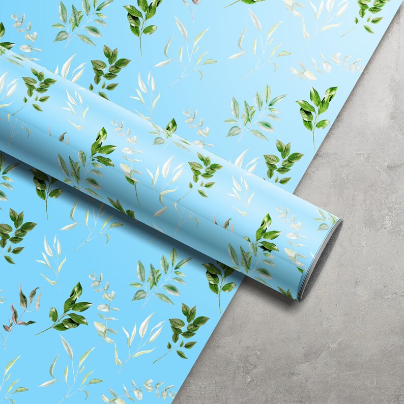 Greenry blue floral watercolor digital paper digital download paper set blue green botanical spring wedding watercolor papers #dp4