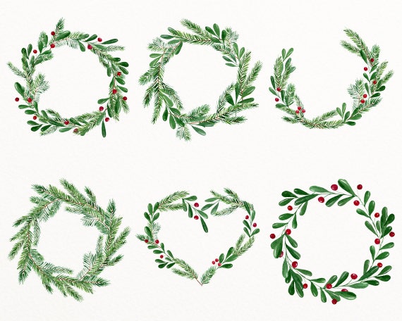 winter wreath clipart christmas watercolor clip art wreath handmade watercolor christmas cards