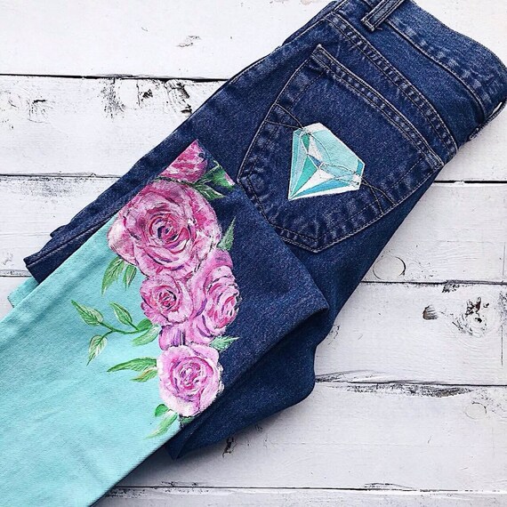 flower painting on jeans