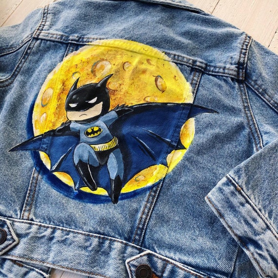 Custom Batman hero painted jacket comics READ DESCRIPTION | Etsy