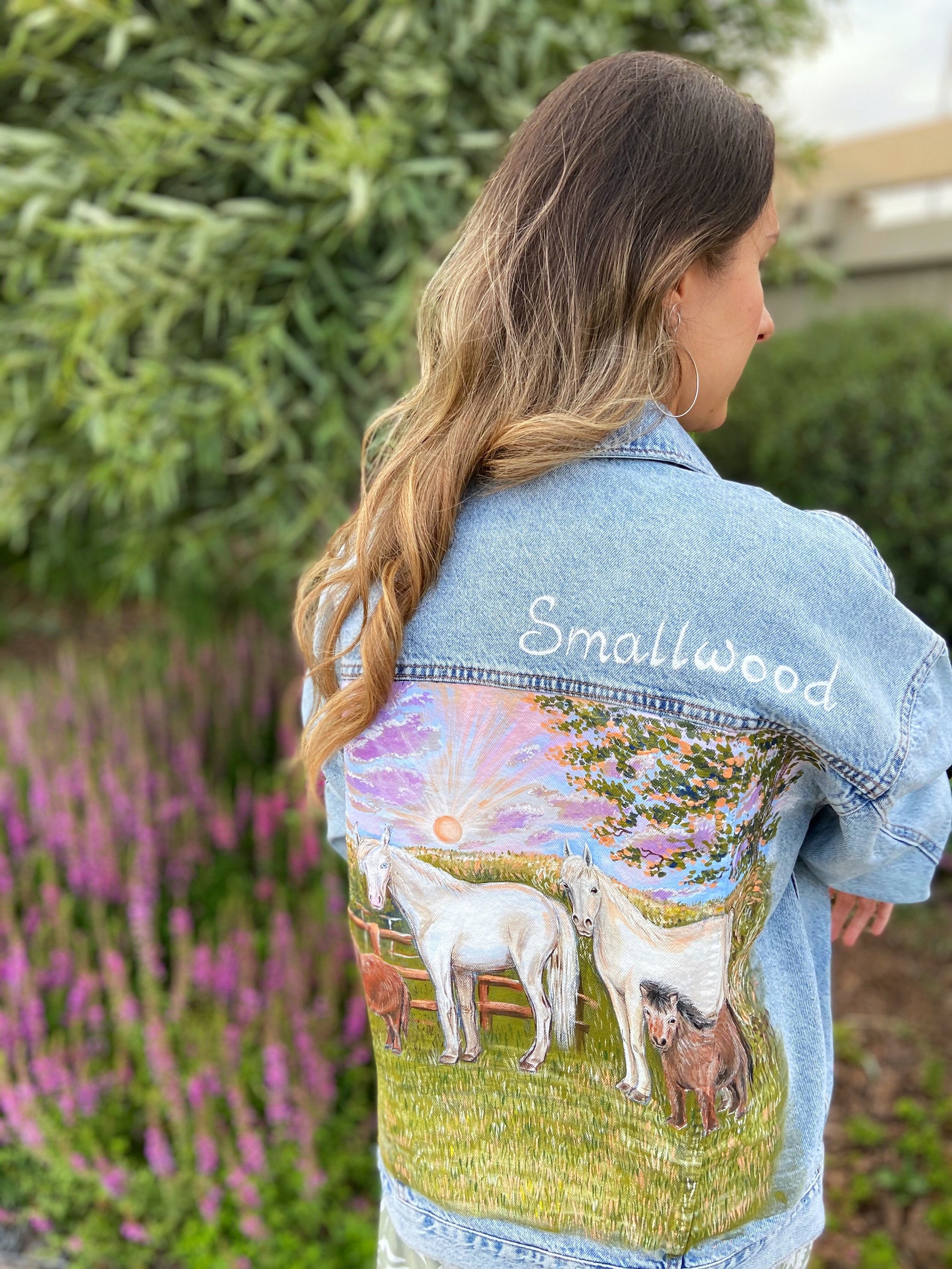 Hand painted custom denim jacket with horses Etsy