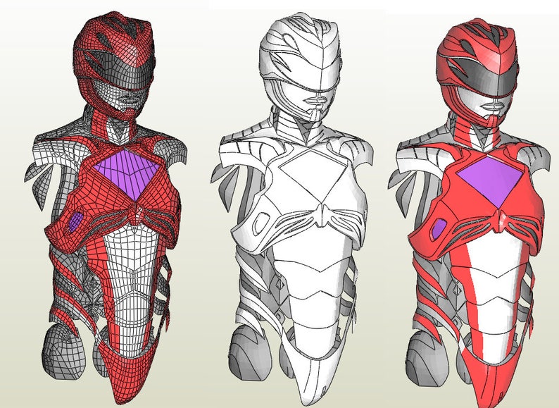 Power Rangers 2017 modelo 3d Red Ranger Full Suit pepakura - Etsy España