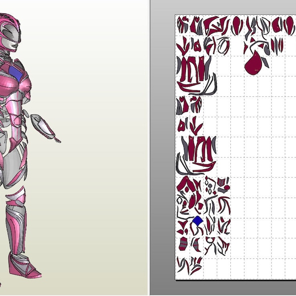 Power Rangers 2017 Pink Ranger Full Suit pepakura foam files