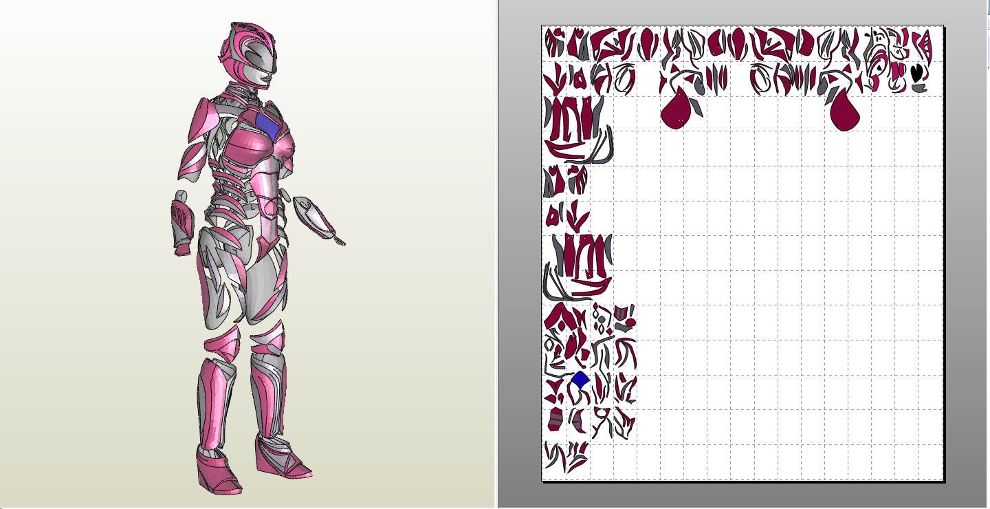 Power Rangers 2017 Pink Ranger Full Suit pepakura foam ...