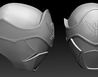May include: A gray 3D model of a helmet with a visor and a design of two crossed swords on the top. The helmet is shown from two different angles.