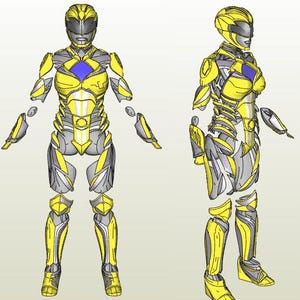 Power Rangers 2017 Gelber Ranger voller Anzug Pepakura Schaumstoffdateien