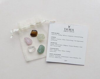 Taurus Crystal Set, Astrology Gemstone Set, 12 Zodiac Signs Crystal Set, Healing Crystals & Stones, Zodiac Bundles - Shimmer