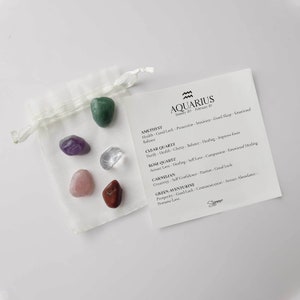 Aquarius Crystal Set - Astrology Gemstone Set, 12 Zodiac Signs Crystal Set, Healing Crystals & Stones, Zodiac Bundles - Shimmer