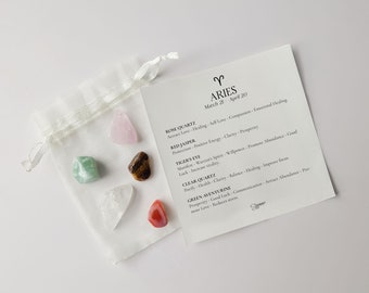 Aries Crystal Set - Astrology Gemstone Set, 12 Zodiac Signs Crystal Set, Healing Crystals & Stones, Zodiac Bundles - Shimmer