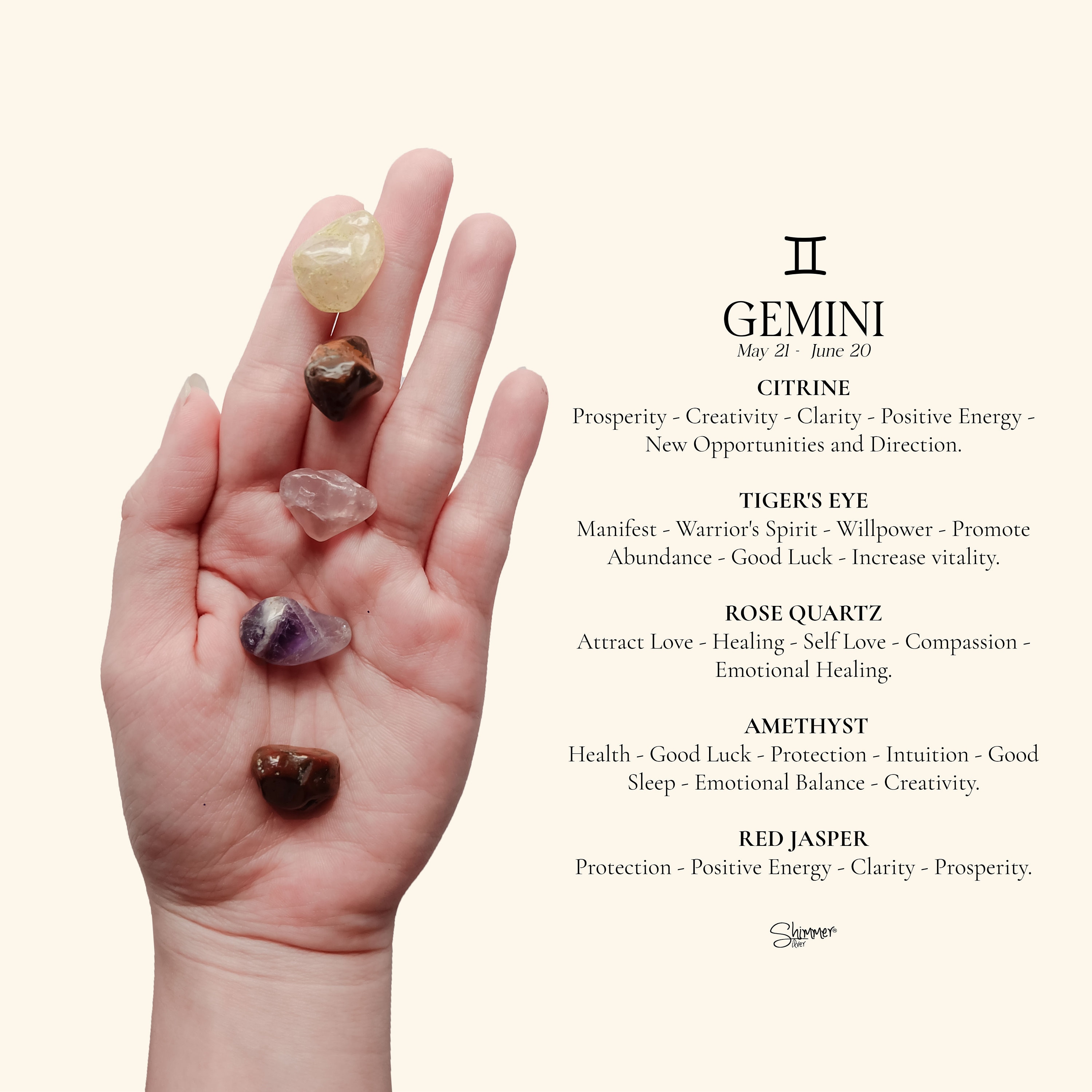 Gemini Crystal Set - Astrology Gemstone Set, 12 Zodiac Signs Crystal ...