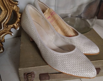Vintage Size 8 White Wedding Shoes from Miss Pigeon Vintage