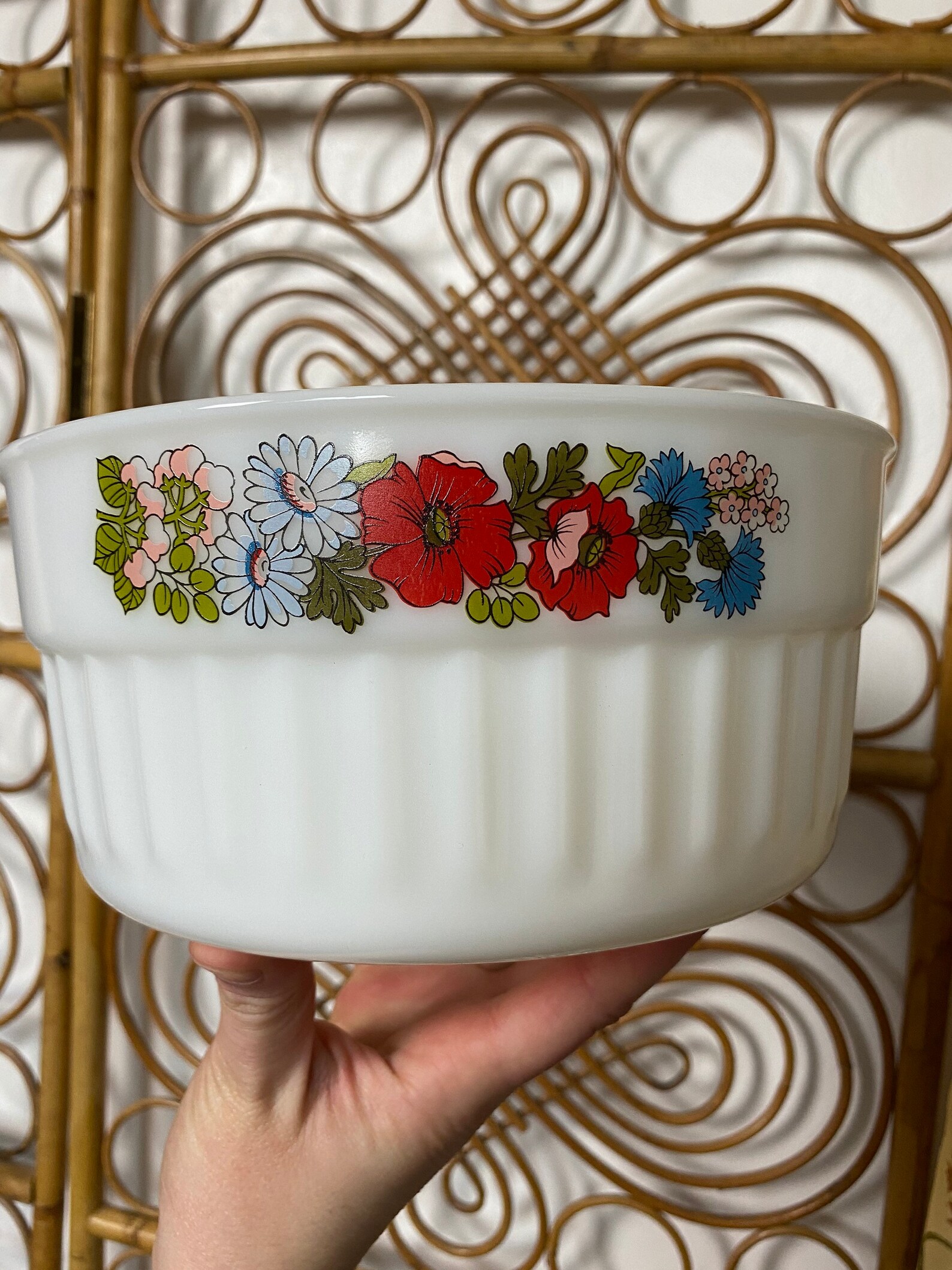 Pyrex Poppy Soufflé Dish Large 1980s Vintage Pyrex Bowl from Etsy