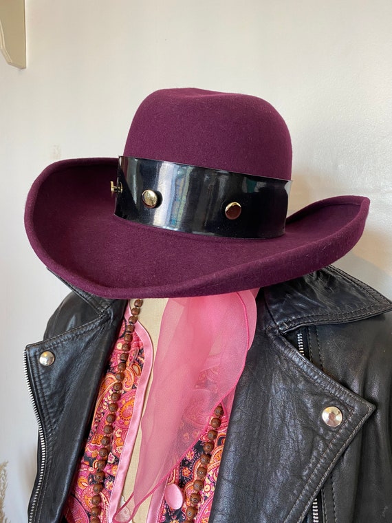 Vintage Dark Purple Fedora With Black 
