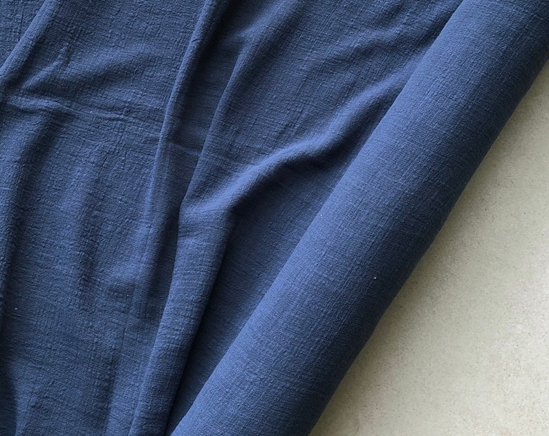 Yale Blue Cotton Linen Blend Gauze Fabric Sold by 1/2 Yard Etsy