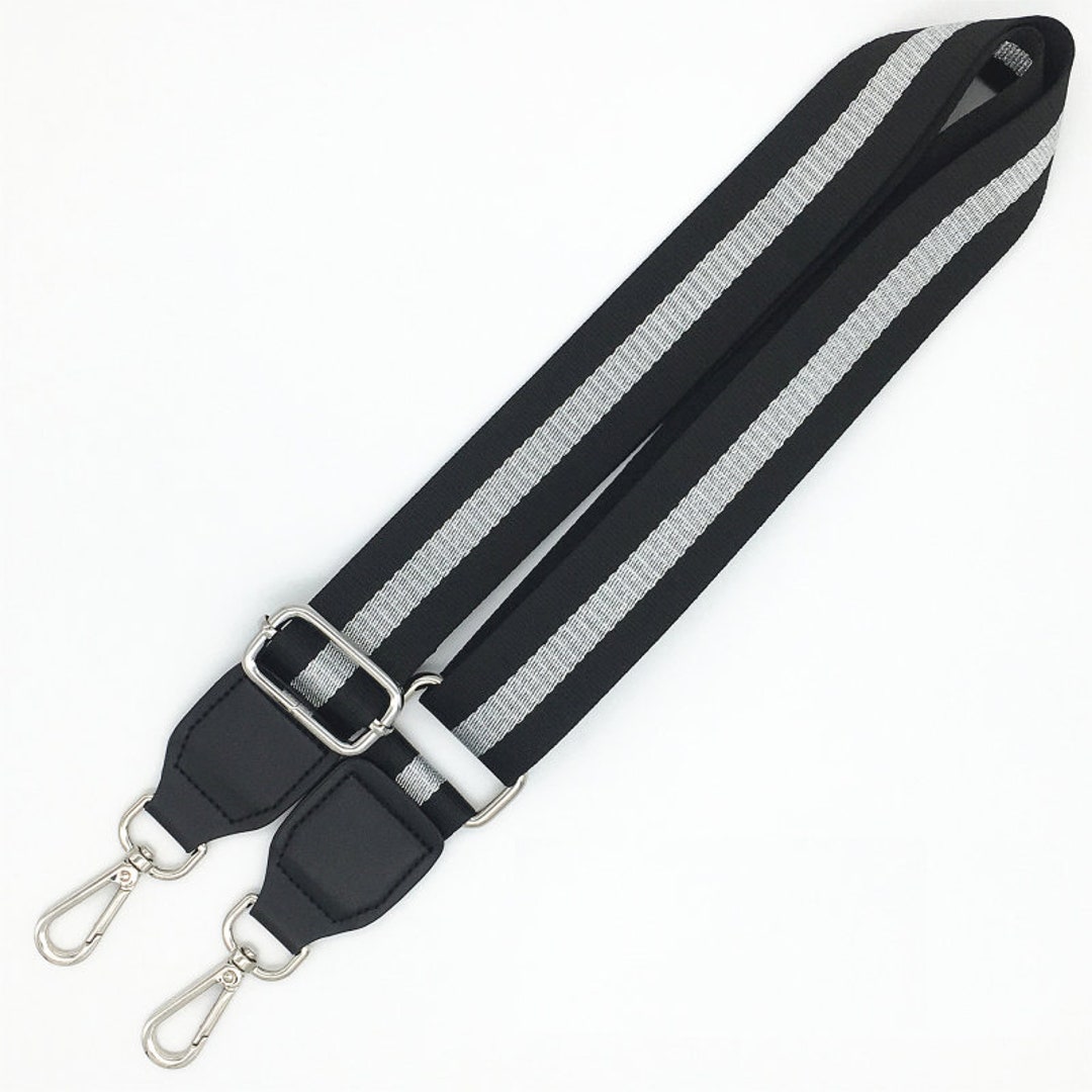 53 Inch Crossbody Striped Purse Strap Adjustable Bag Strap Silver/black ...