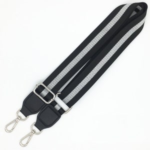 53 inch Crossbody Striped Purse Strap Adjustable Bag Strap Silver/Black