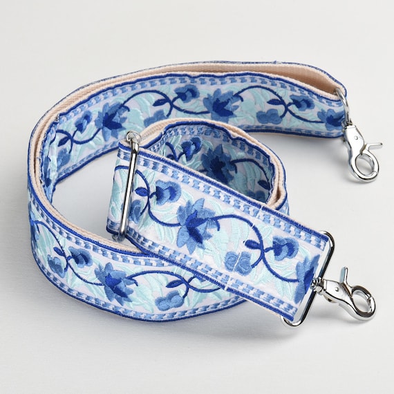 Blue and White Flower Embroidery Bag Strap Adjustable  display picture 1