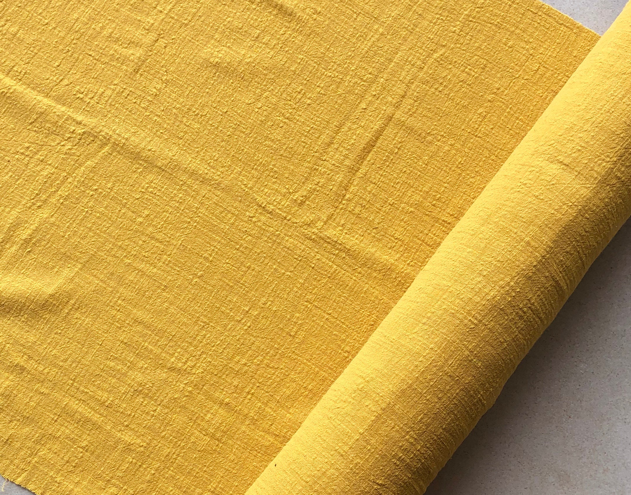 Mustard Yellow Cotton&linen Blend Gauze Fabric Sold by 1/2 | Etsy