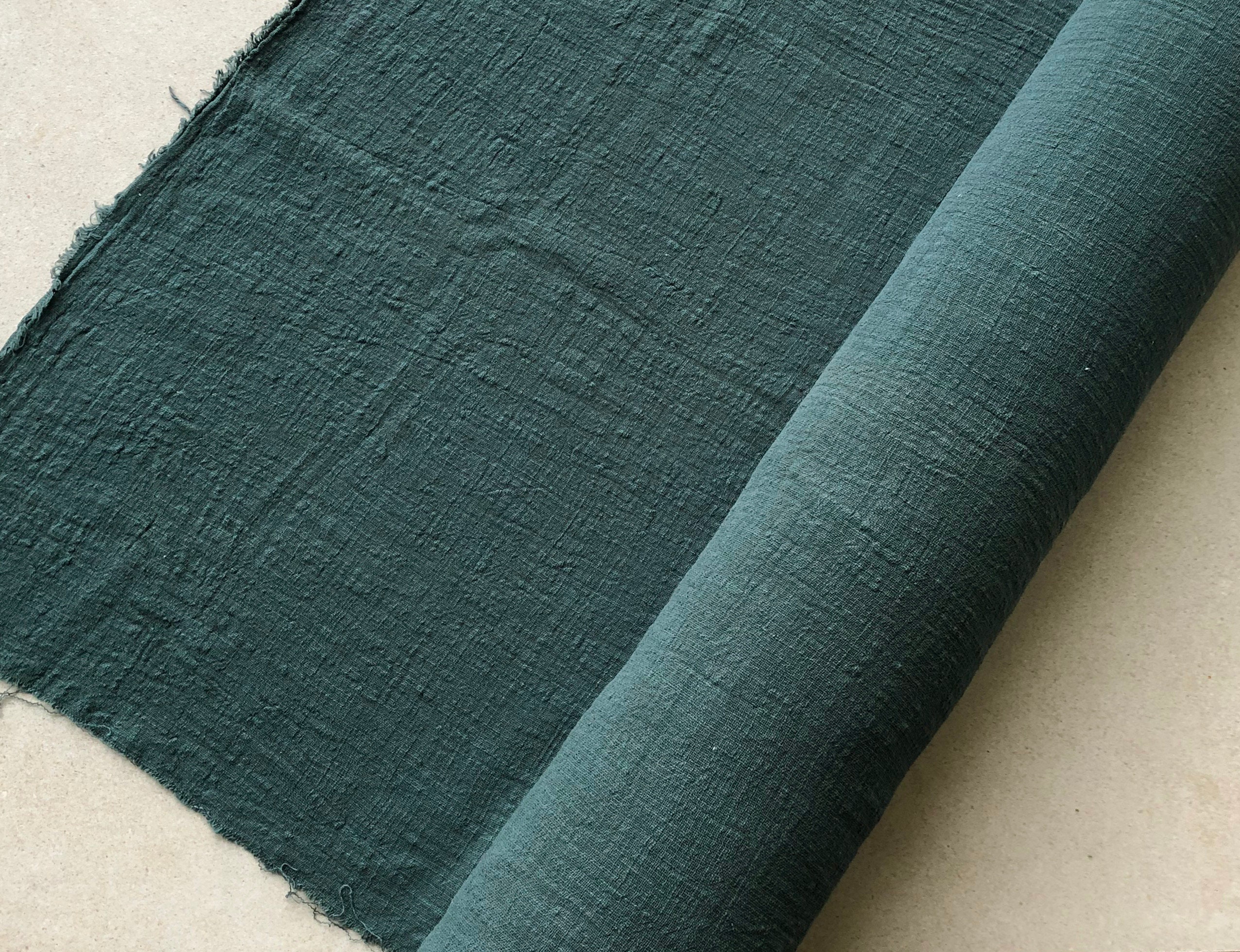 Forest Green Cotton Linen Blend Gauze Fabric Sold by 1/2 Yard Etsy