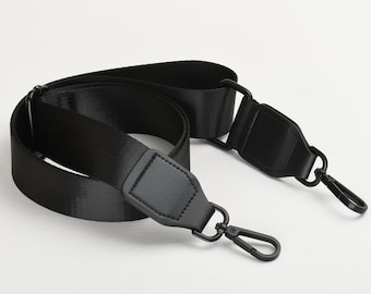 Black Nylon Purse Strap Adjustable Shoulder Bag Strap 1.5&quot; width