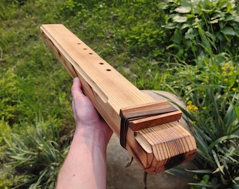 Flauta de doble bordón estilo nativo americano OAK - Tonalidad de Do - Instrumento de silbato / Idea de regalo / silbato