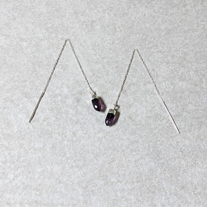 Kolczyki z ametystowym srebrem próby 925: długie wiszące kolczyki na łańcuszku