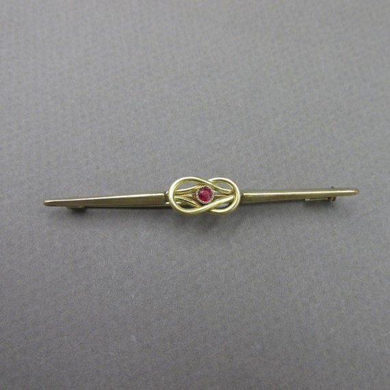 Old French brooch in gold plated and set with a g… - image 2