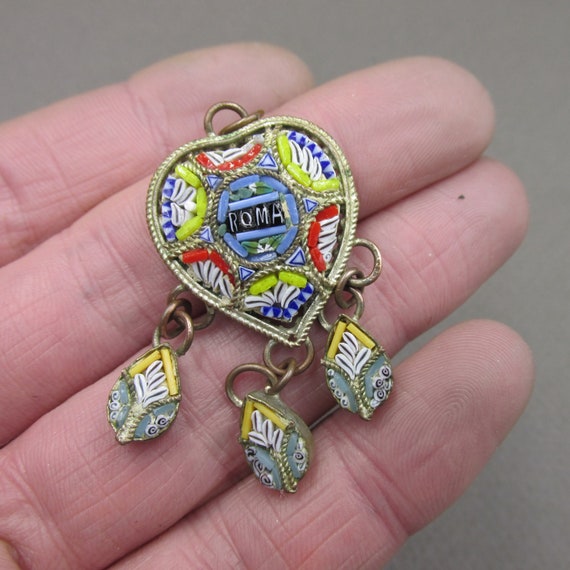 Old religious pendant souvenir from Rome heart an… - image 7