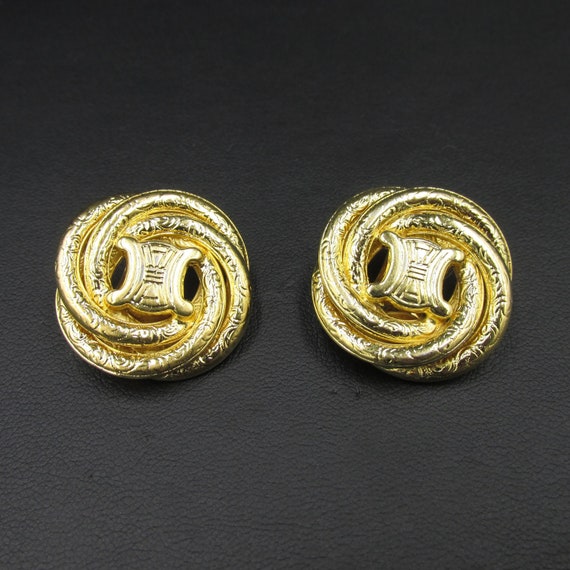 Vintage earrings Céline Haute couture 80s gold col