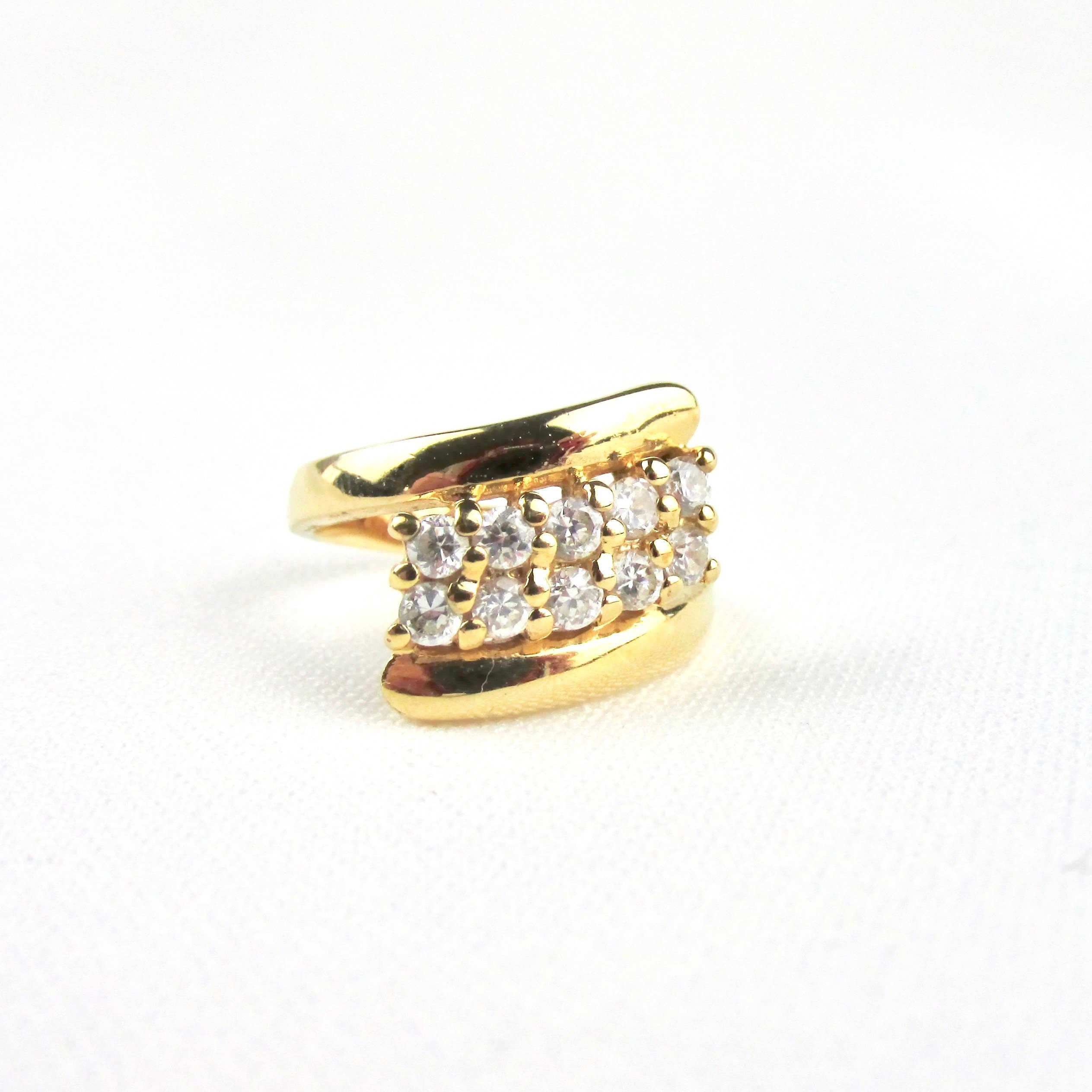 Ring in Vintage Style 90s in Yellow Gold Plated and Imitation