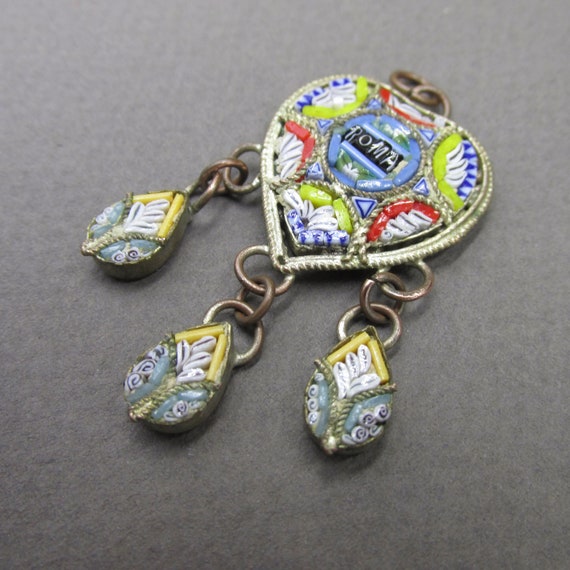 Old religious pendant souvenir from Rome heart an… - image 4