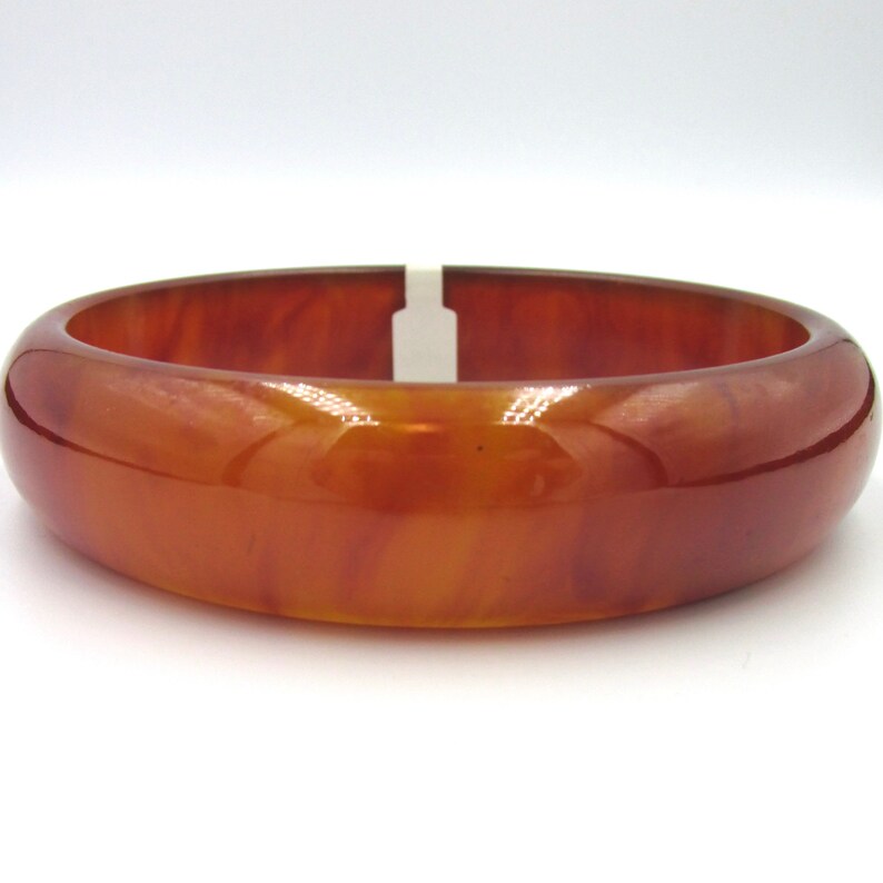Large diameter bracelet wide Bangle vintage period art deco bakelite color amber