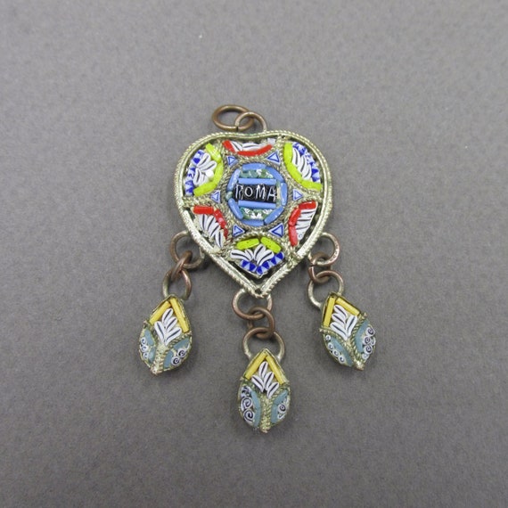 Old religious pendant souvenir from Rome heart an… - image 2