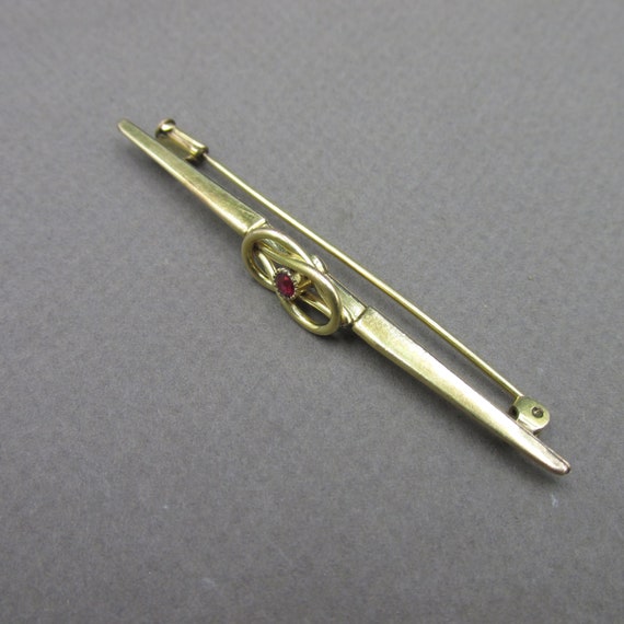 Old French brooch in gold plated and set with a g… - image 10