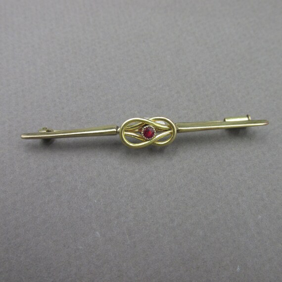 Old French brooch in gold plated and set with a g… - image 1