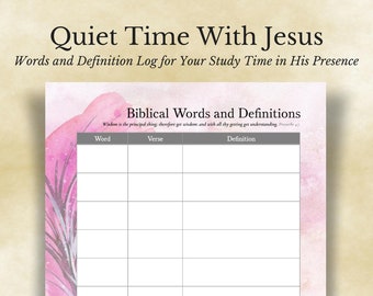 Pink Watercolor Bible Words Definitions Log // Personal Bible Study Devotion // Faith Printable // War Binder // Word Study Scripture Study