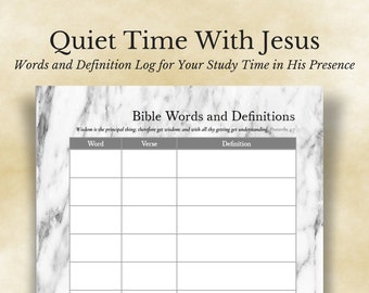 Marble Bible Words Definitions Log // Personal Bible Study and Devotion // Faith Printable // War Binder // Word Study // Scripture Study