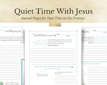 Daily Scripture Journal | God is With Me | Journal Pages | 4 PAGE INSTANT DOWNLOAD | Scripture Diary | Bible Study Journal Worksheets