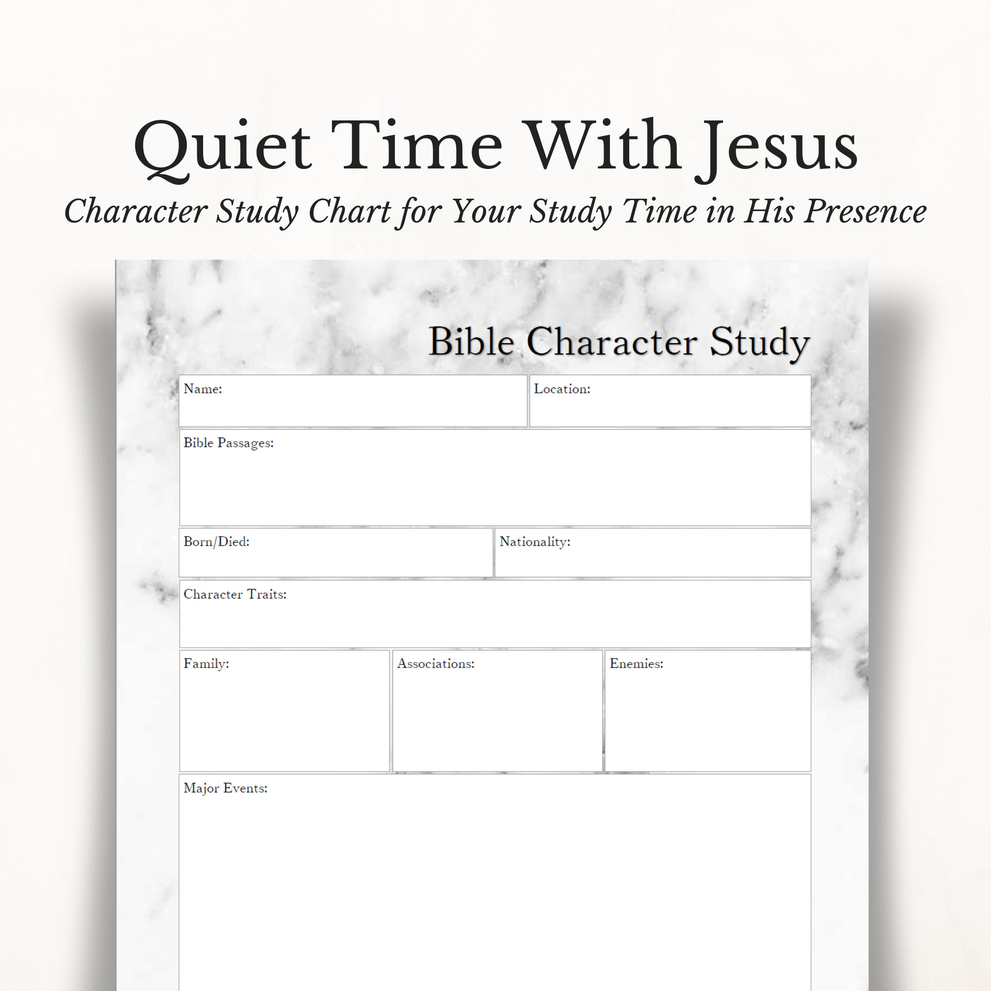 Marble Bible Character Study Chart People Of The Bible Etsy