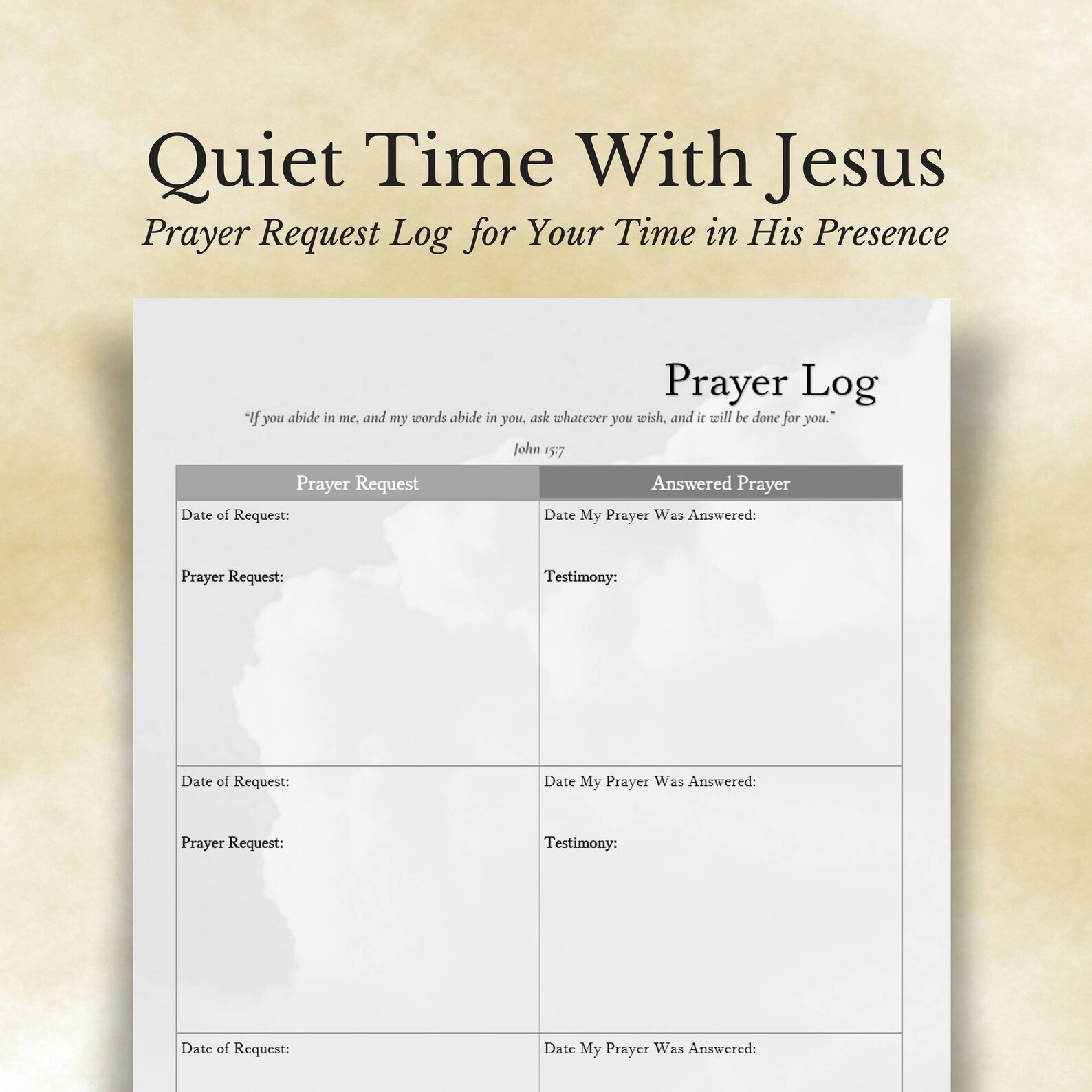 Prayer Log // Faith Printable // Prayer Request and Answered Prayer Chart - Etsy