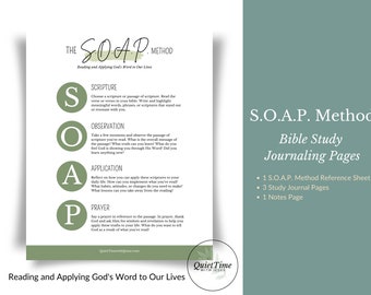 S.O.A.P. Study Method Guide and Bible Study Worksheets, Printable Bible Study, 5-Page Instant Download