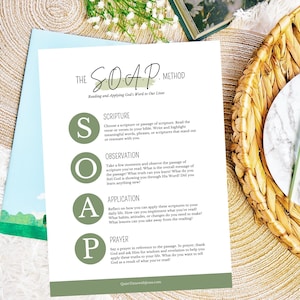 S.O.A.P. Study Method Guide and Bible Study Worksheets, Printable Bible Study, 5-Page Instant Download